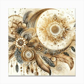 Moon And Feathers Canvas Print