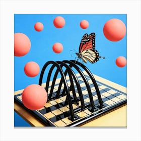 Butterfly On A Chess Board 25 Canvas Print