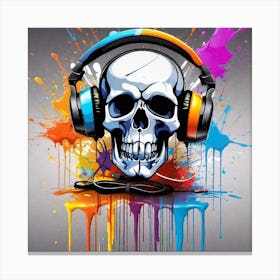 Skull With Headphones 58 Canvas Print