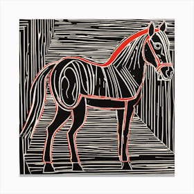 Horse In Black And Red Canvas Print