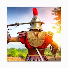 Roman Soldier With Sword And Shield Canvas Print