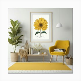 Always Blooming Good Mood Mustard Yellow Living Room A 3 Canvas Print