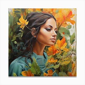 Woman With Flowers Canvas Print