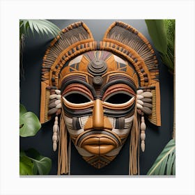 African Tribal Mask Bohemian Wall Art 2 Canvas Print