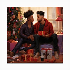realistic Black Gay Couple Christmas Stylish Deep 1da4d528 2d57 4245 Aa04 32fee3e468a6 Canvas Print