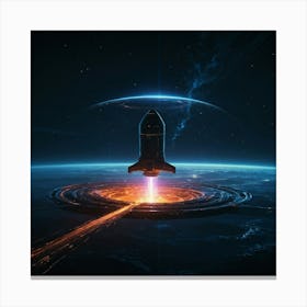 Spaceship In Space Canvas Print