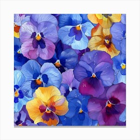 Pansies Seamless Pattern 3 Canvas Print