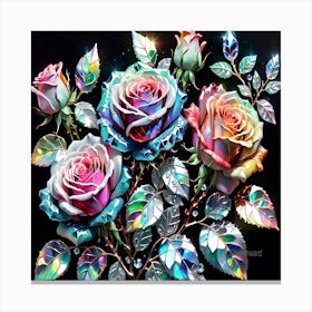 Roses Metal Leaves Canvas Print