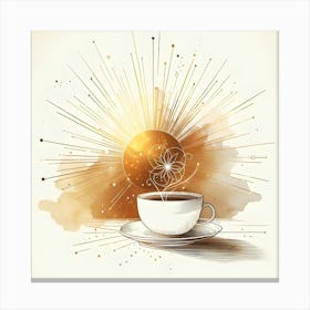 Coffee Cup With Sun Canvas Print