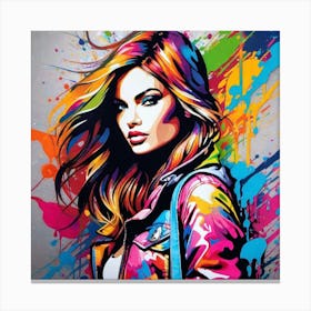 Girl In A Colorful Jacket Canvas Print