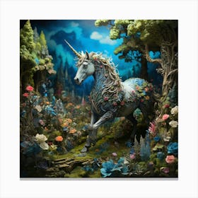 Default Masterpiece Multilayered Fantasy Diorama Unicorn Fores 1 Canvas Print