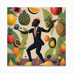 Man Juggling Fruit Canvas Print