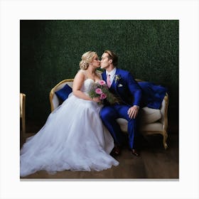 Bride And Groom Kissing 1 Canvas Print