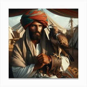 Bedouin With Hawk Canvas Print