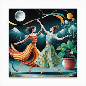 Two Women Dancing At Night Canvas Print