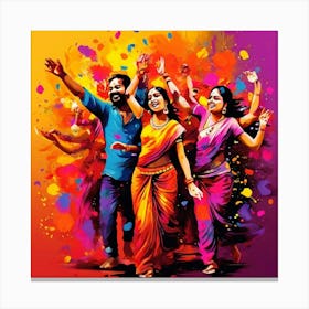 Vector Colorful Festive Celebration Joy Vibrant Culture Tradition Hindu Spring Happiness (8) Canvas Print