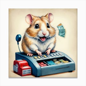 Hamster At The Cash Register Canvas Print