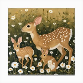 Deer And Bunnies Fairycore Painting 4 Canvas Print