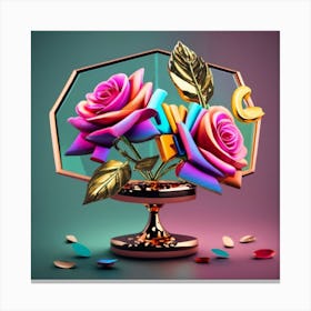 Tres Rosas Colores Fosforescentes 3 Canvas Print