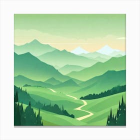 Misty mountains background in green tone 143 Canvas Print