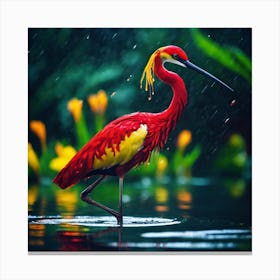 Red and Yellow Crested Wading Bird Canvas Print