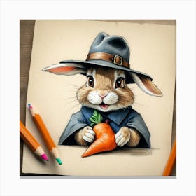 Rabbit In Hat 2 Canvas Print