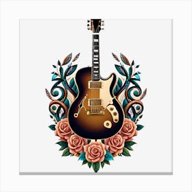 Electric Guitar With Roses Canvas Print