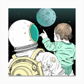 Astronaut And Child Canvas Print