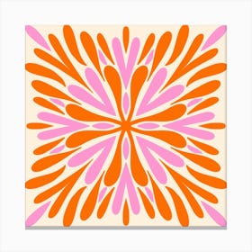 Modern Symmetry Petals Pink and Orange Canvas Print