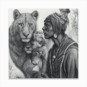 Man With A Lion Canvas Print