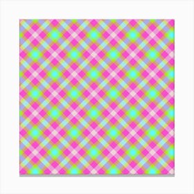 Pink And Blue Gingham Canvas Print