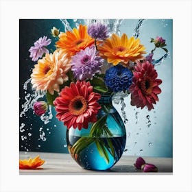 Colorful Flowers In A Vase 19 Canvas Print