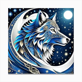 Wolf In The Moonlight 5 Canvas Print