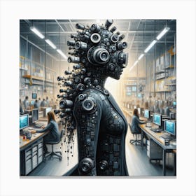 Woman In A Factory Canvas Print