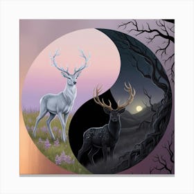 Yin Yang Deer Canvas Print