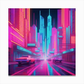 Neon Dreamscapes Captivating Cityscapes Reimagined With Vibrant Neon Colors Geometric Shapes And 155786936 Canvas Print