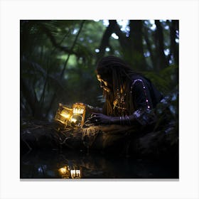 Woman In The Forest Canvas Print