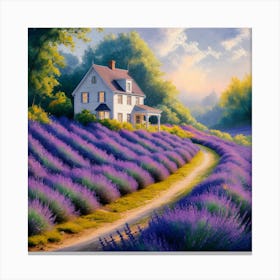 Tranquil Haven Lavender Fields And White House (3) Canvas Print