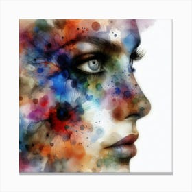 Watercolor Of A Woman'S Face 10 Canvas Print