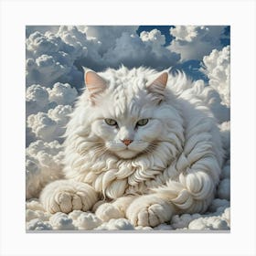 White Cat In The Clouds Canvas Print