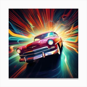 Retro Car In Motion Canvas Print