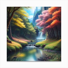 Waterfall In The Forest 29 Canvas Print