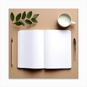 Mock Up Blank Pages Open Book Spread Unmarked Writable Notebook Journal White Clean Min (18) Canvas Print
