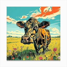 Cow In The Field 2 Canvas Print