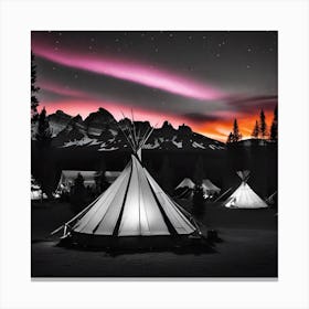 Teepees At Night 13 Canvas Print