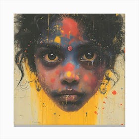 Girl With Paint On Her Face Canvas Print