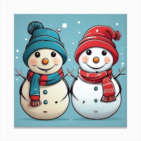 Snowman Couple Canvas Print