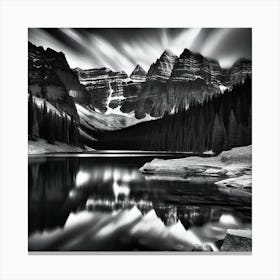 Black And White Mountain Lake 3 Canvas Print