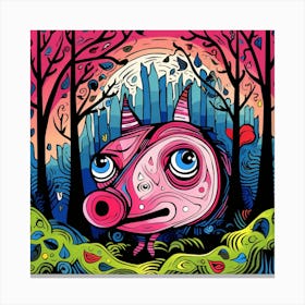Pig In The Woods Canvas Print