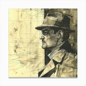 Man In A Hat Hand Drawn Sketch Canvas Print